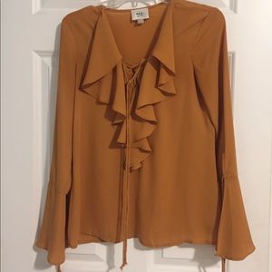 ECI - orange tie blouse